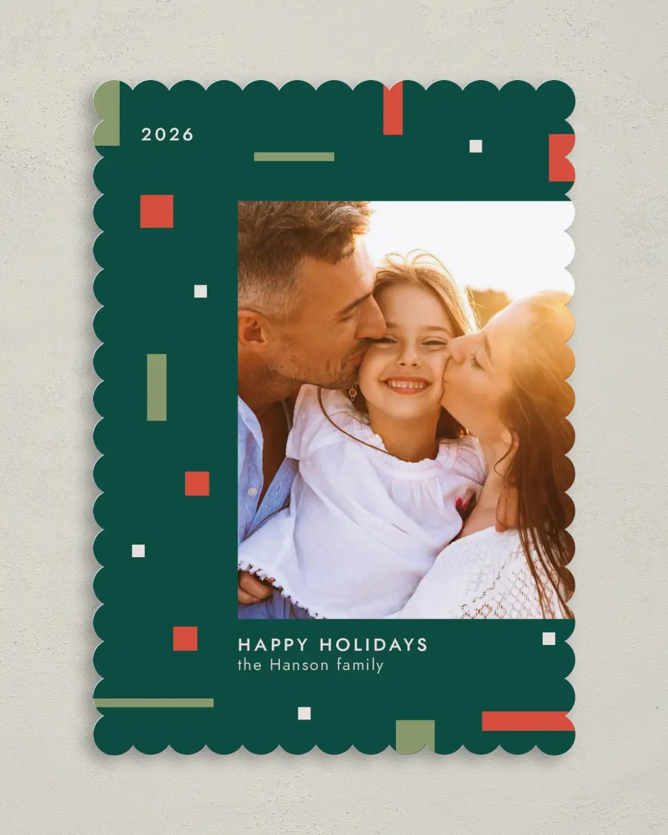 This is a 5" x 7" Christmas Card called Festive Bitmap printed in full color on Premium Smooth paper on Premium Smooth paper on Premium Smooth paper