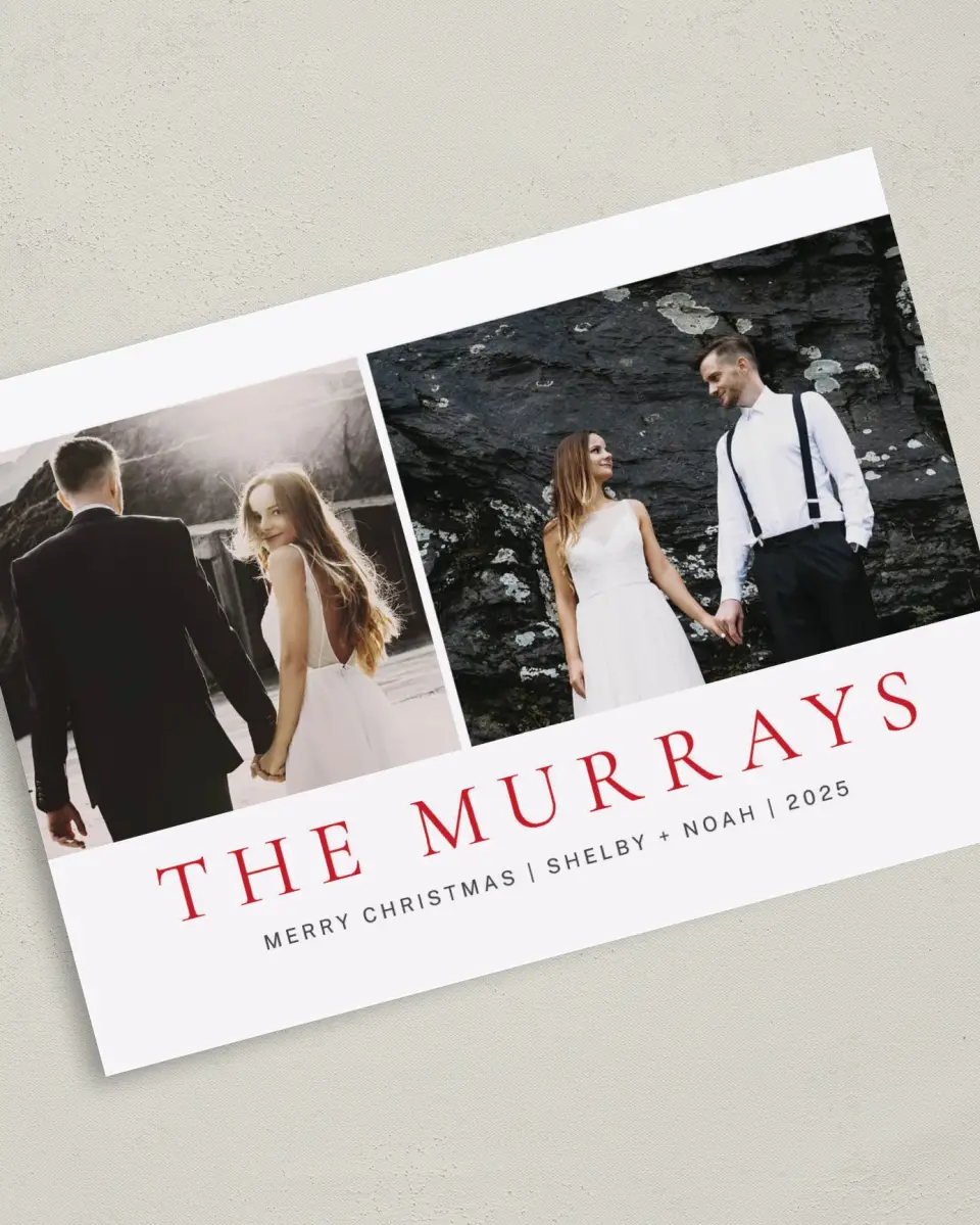 This is a 5" x 7" Christmas Card called Grand Name printed in full color on Premium Smooth paper