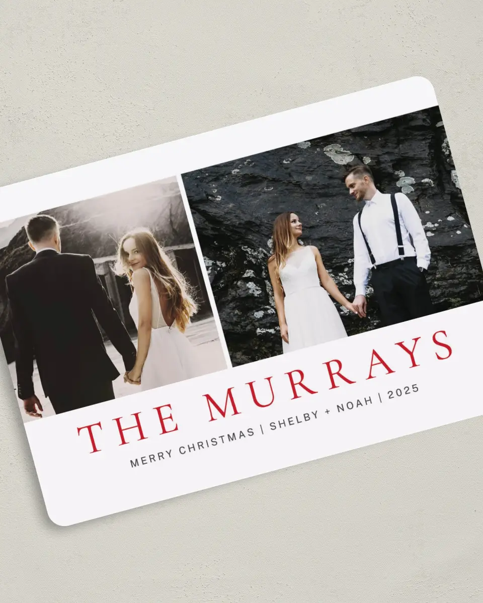 This is a 5" x 7" Christmas Card called Grand Name printed in full color on Premium Smooth paper