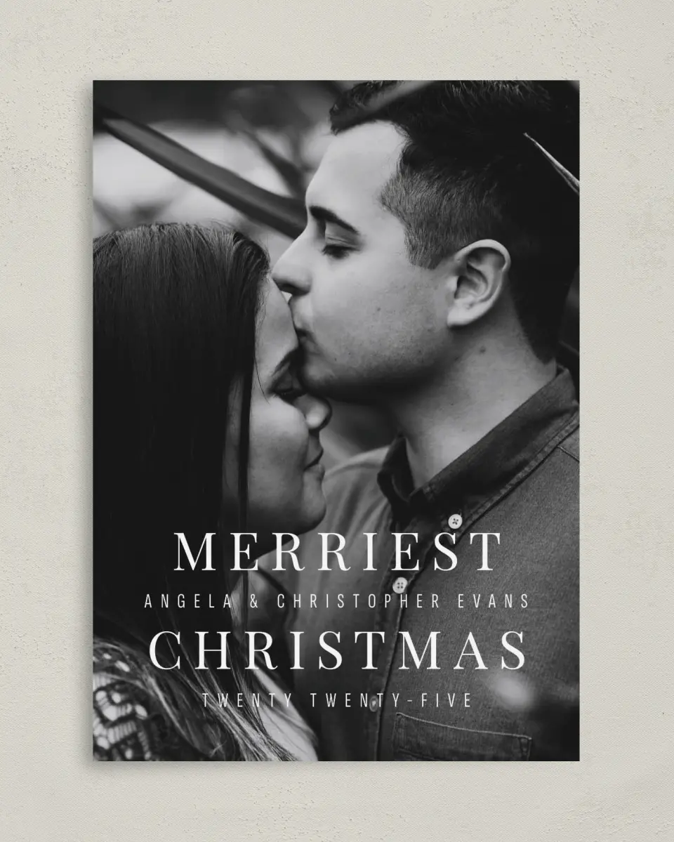 This is a 5" x 7" Christmas Card called Merriest Memory printed in full color on Premium Smooth paper