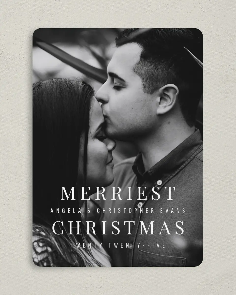 This is a 5" x 7" Christmas Card called Merriest Memory printed in full color on Premium Smooth paper