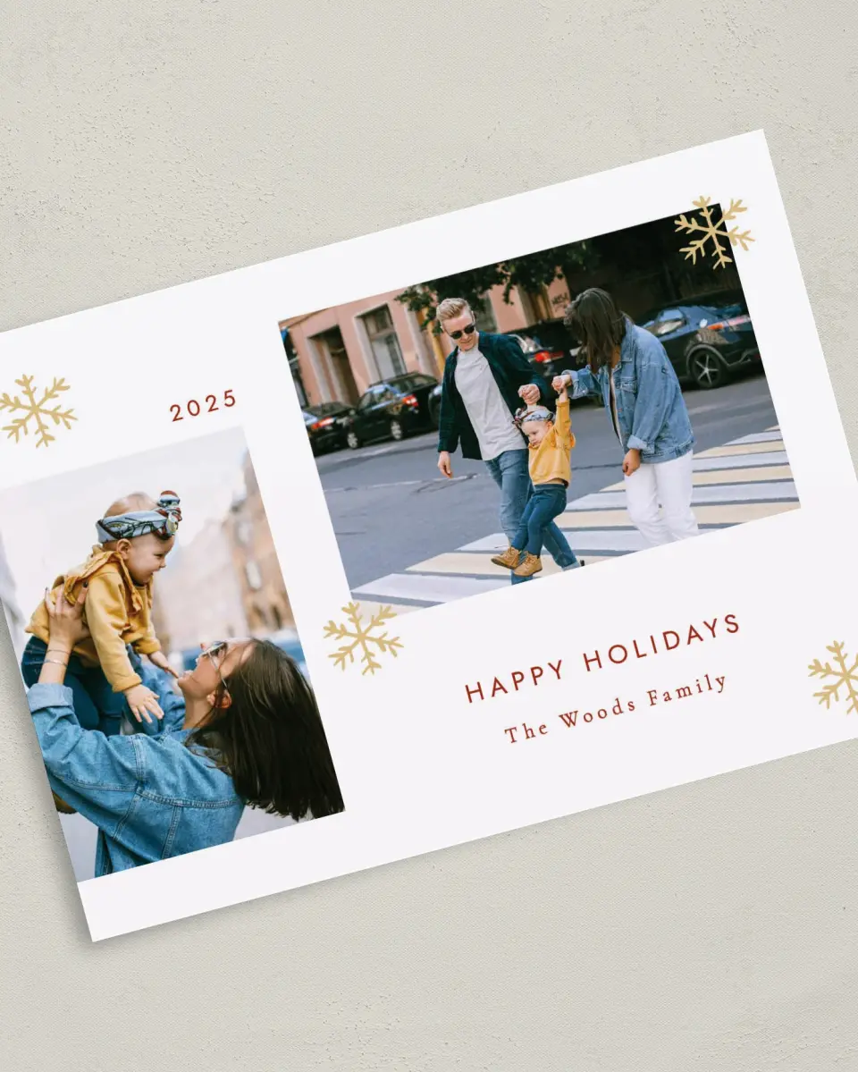 This is a 5" x 7" Christmas Card called Sweet Snowfall printed in full color on Premium Smooth paper
