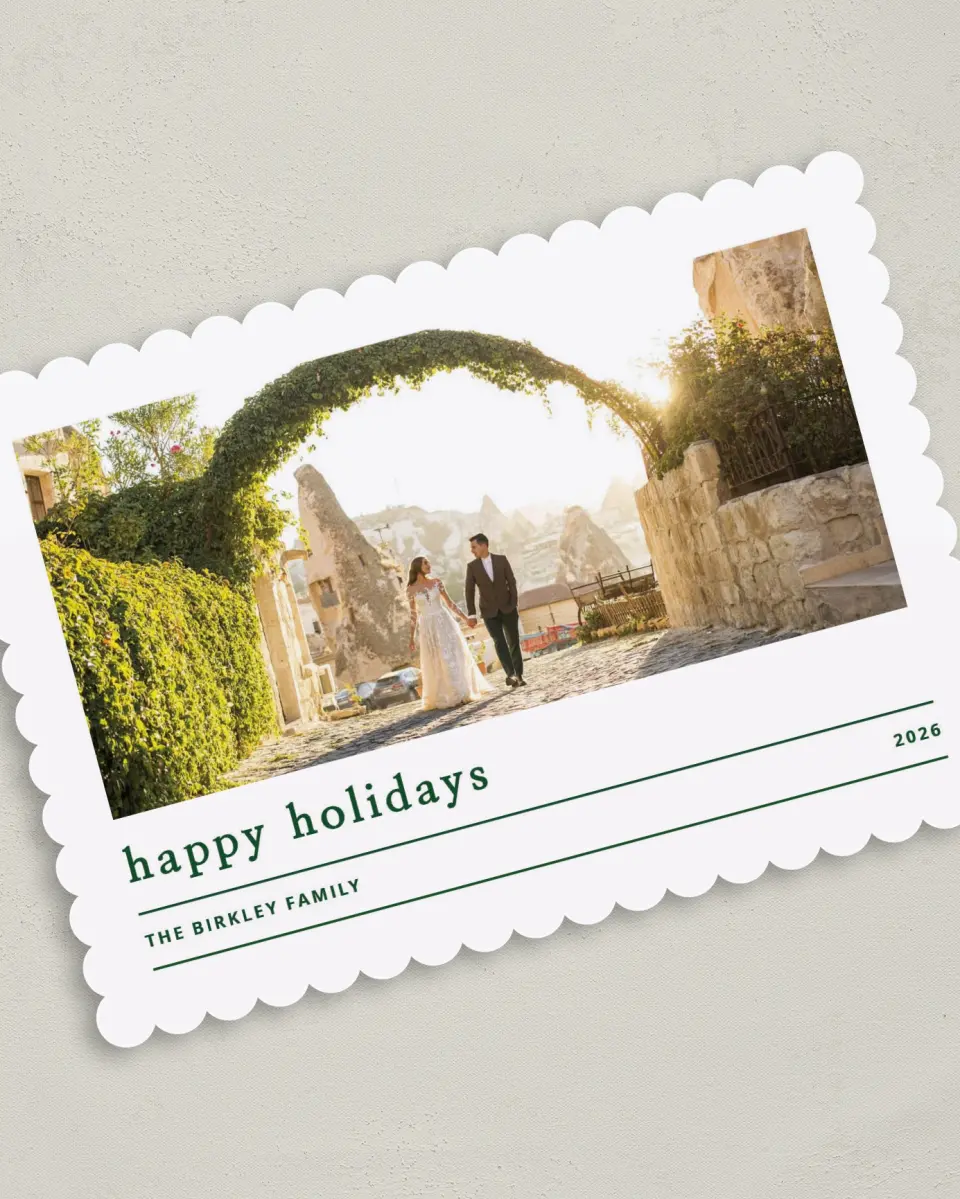 This is a 5" x 7" Christmas Card called Clear Celebration printed in full color on Premium Smooth paper on Premium Smooth paper on Premium Smooth paper
