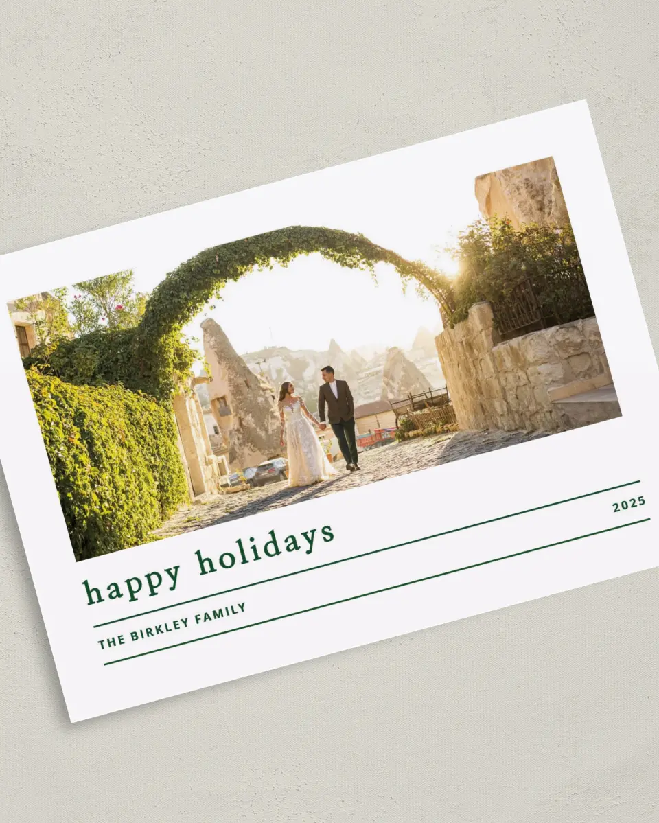 This is a 5" x 7" Christmas Card called Clear Celebration printed in full color on Premium Smooth paper
