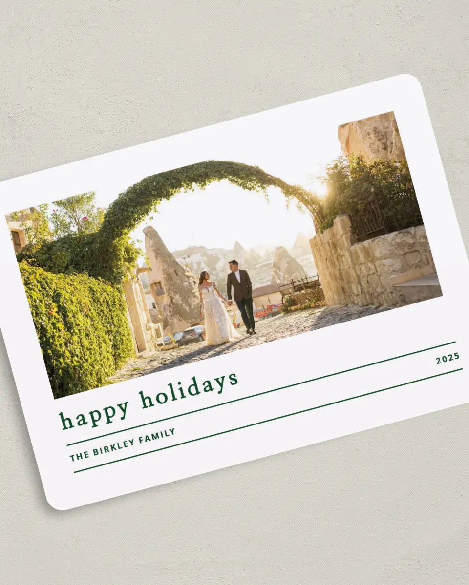 This is a 5" x 7" Christmas Card called Clear Celebration printed in full color on Premium Smooth paper