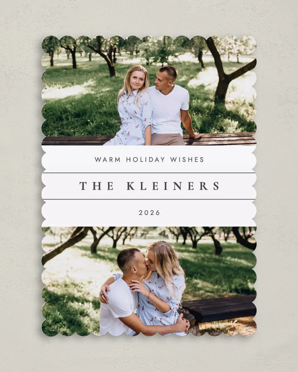 This is a 5" x 7" Christmas Card called Honest Wishes printed in full color on Premium Smooth paper on Premium Smooth paper on Premium Smooth paper