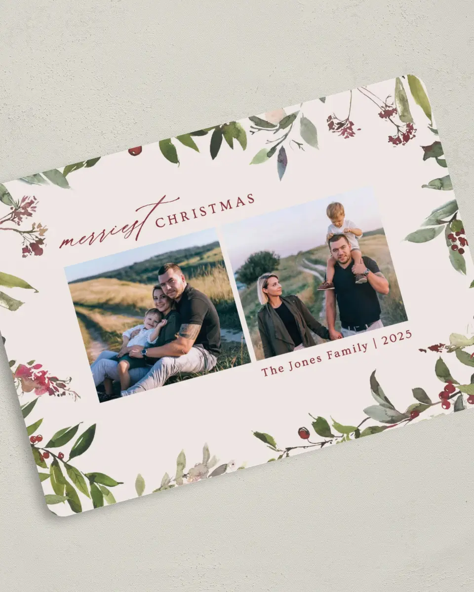 This is a 5" x 7" Christmas Card called Cheery Surround printed in full color on Premium Smooth paper