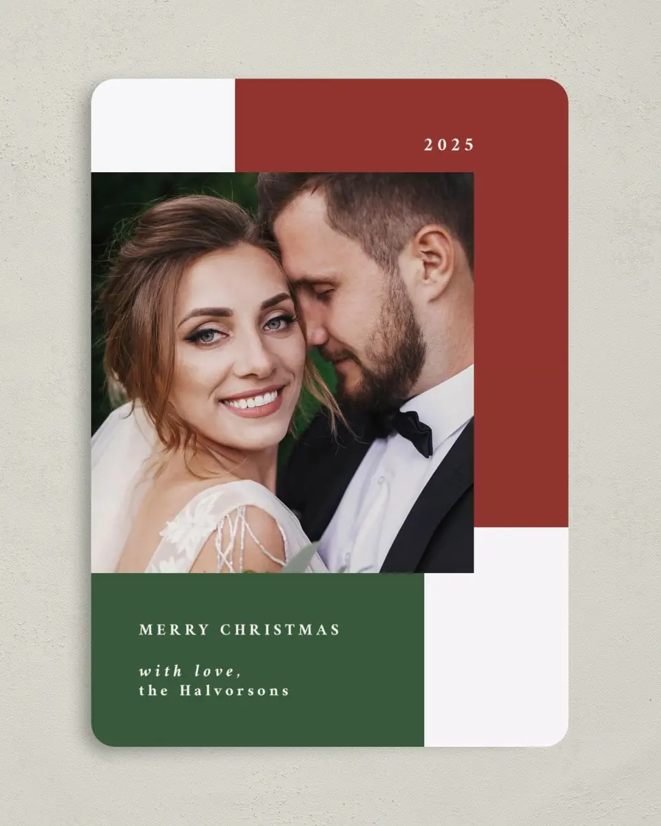 This is a 5" x 7" Christmas Card called Mod Yule printed in full color on Premium Smooth paper