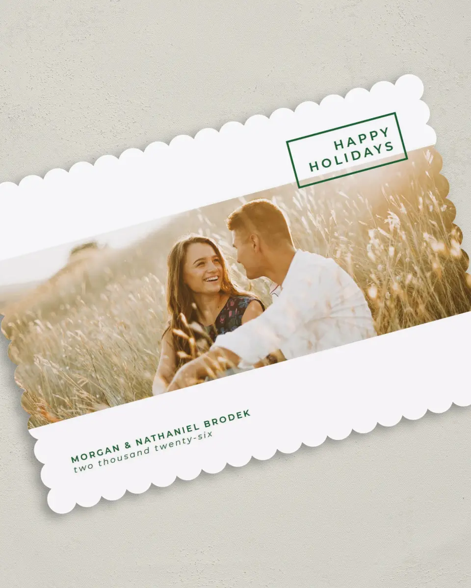 This is a 5" x 7" Christmas Card called Pure Panorama printed in full color on Premium Smooth paper on Premium Smooth paper on Premium Smooth paper