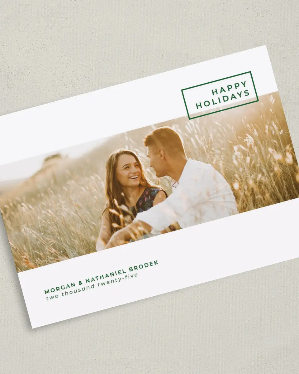 This is a 5" x 7" Christmas Card called Pure Panorama printed in full color on Premium Smooth paper