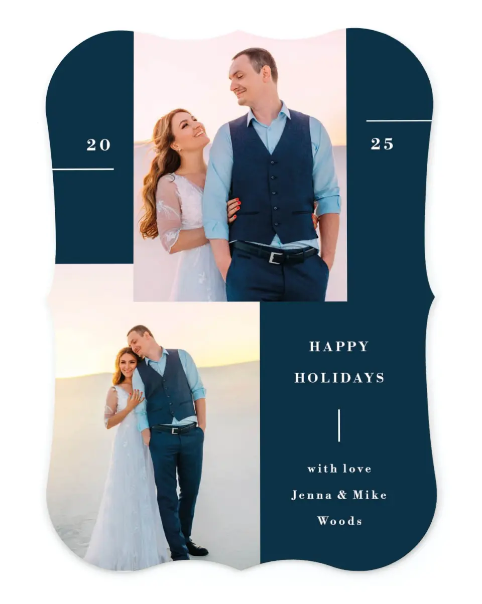 Fine Line Rose Gold Foil Christmas Cards