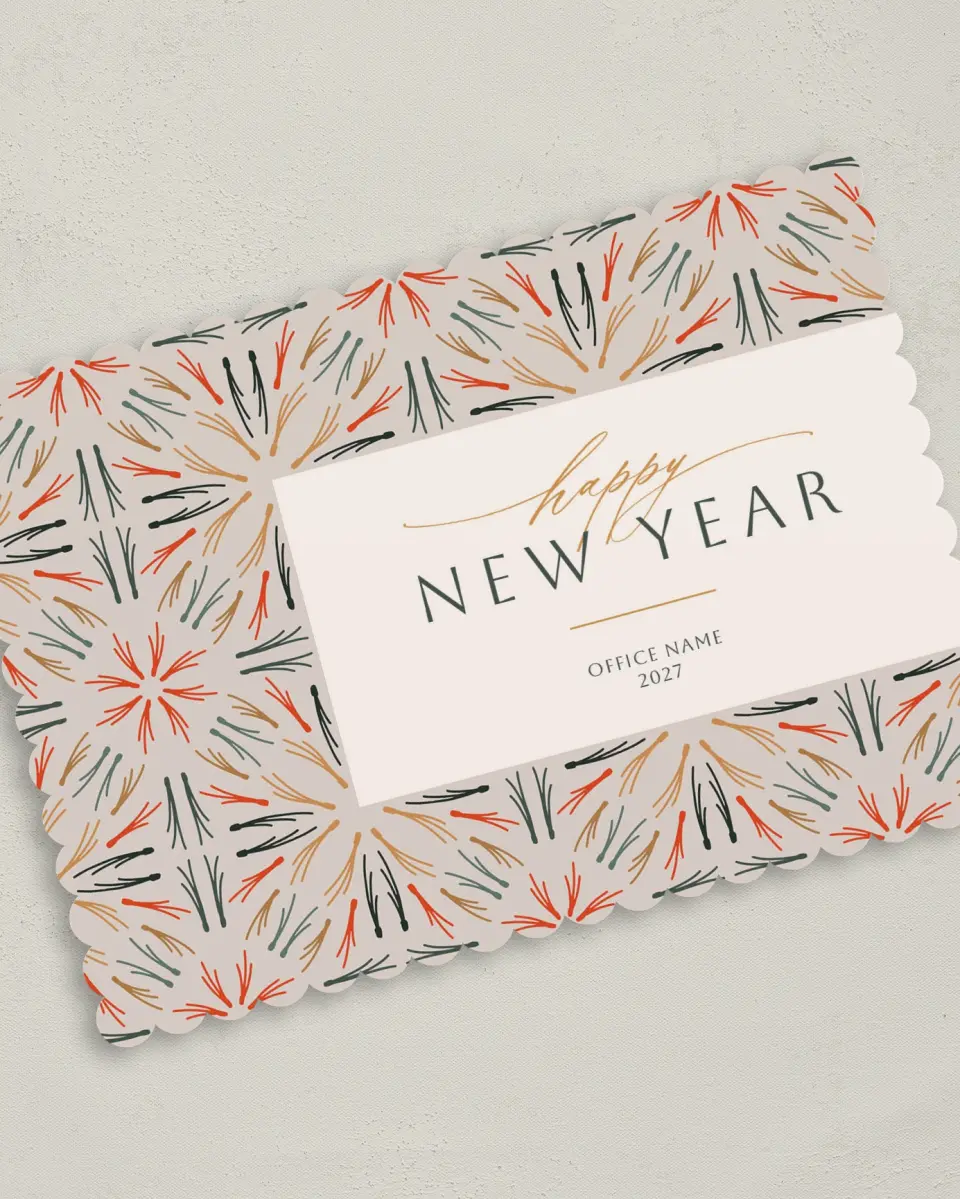 This is a 5" x 7" Christmas Card called Festive Year printed in full color on Premium Smooth paper on Premium Smooth paper on Premium Smooth paper