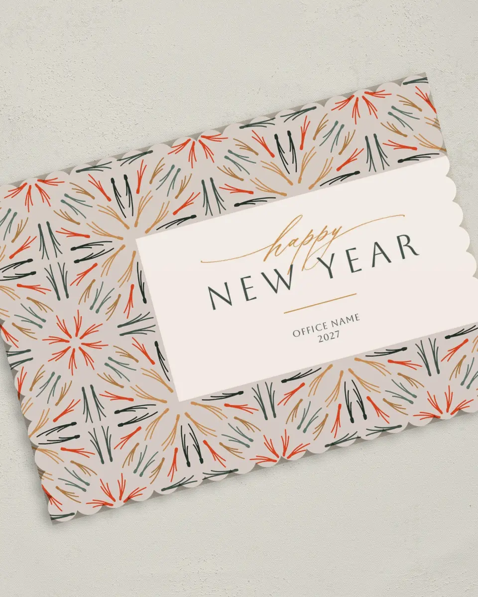 This is a 5" x 7" Christmas Card called Festive Year printed in full color on Premium Smooth paper on Premium Smooth paper on Premium Smooth paper