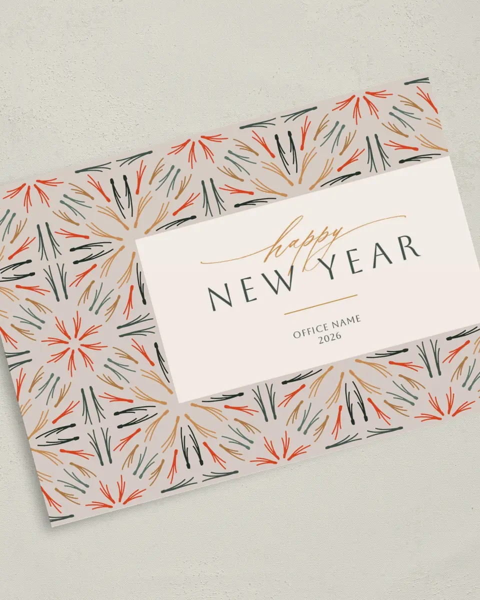 This is a 5" x 7" Christmas Card called Festive Year printed in full color on Premium Smooth paper