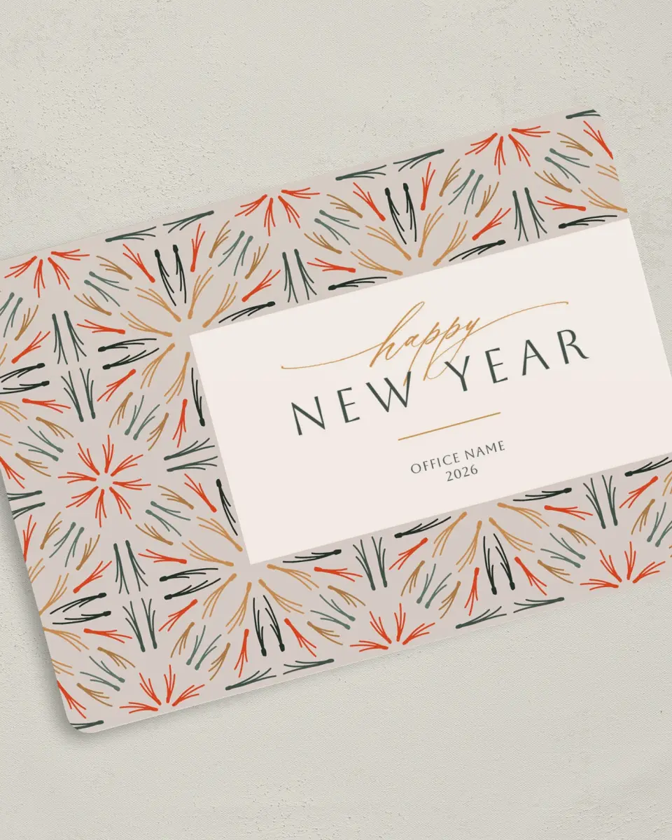 This is a 5" x 7" Christmas Card called Festive Year printed in full color on Premium Smooth paper