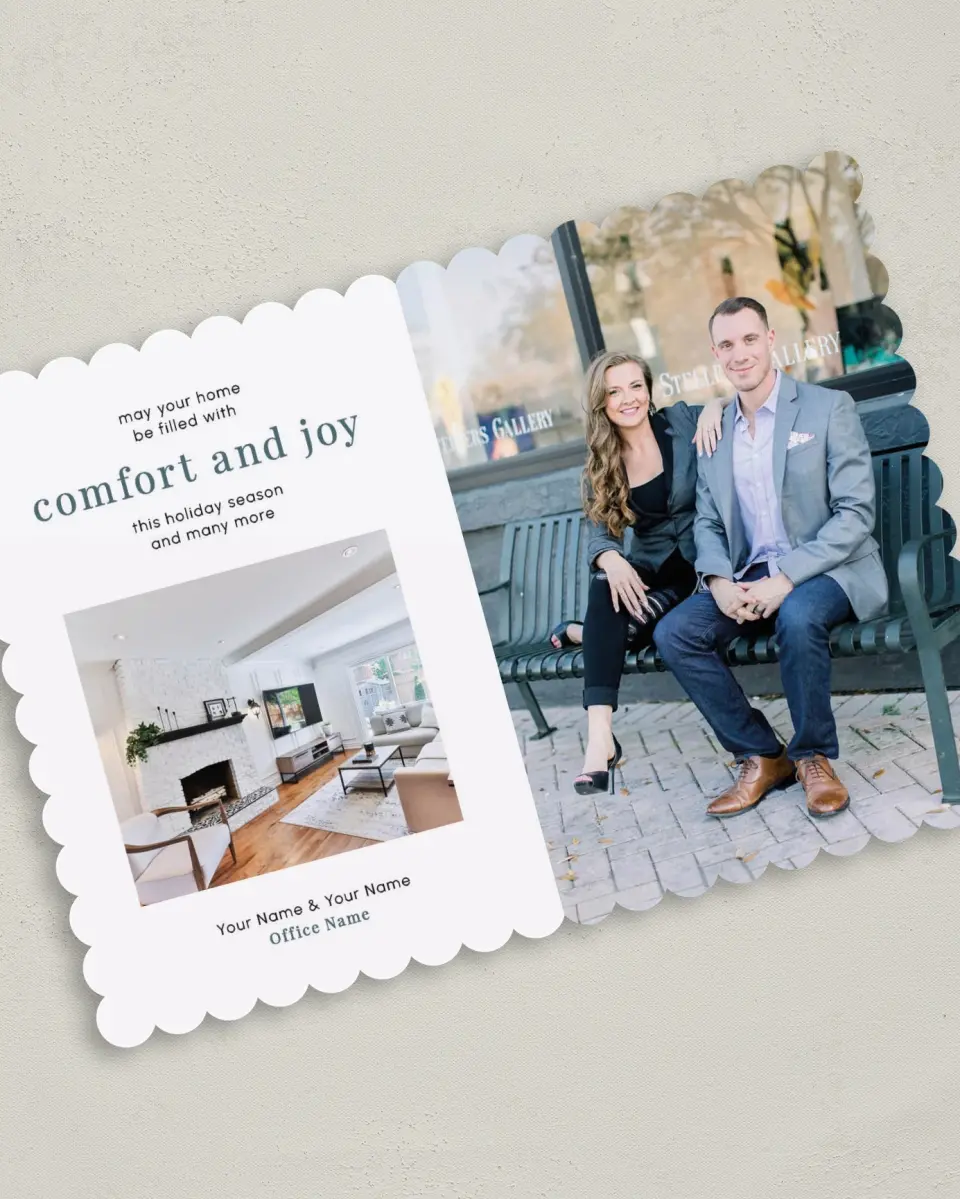 This is a 5" x 7" Christmas Card called Comfort & Joy printed in full color on Premium Smooth paper on Premium Smooth paper on Premium Smooth paper