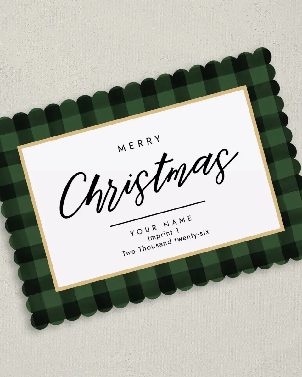 This is a 5" x 7" Christmas Card called Christmas Check printed in full color on Premium Smooth paper on Premium Smooth paper on Premium Smooth paper