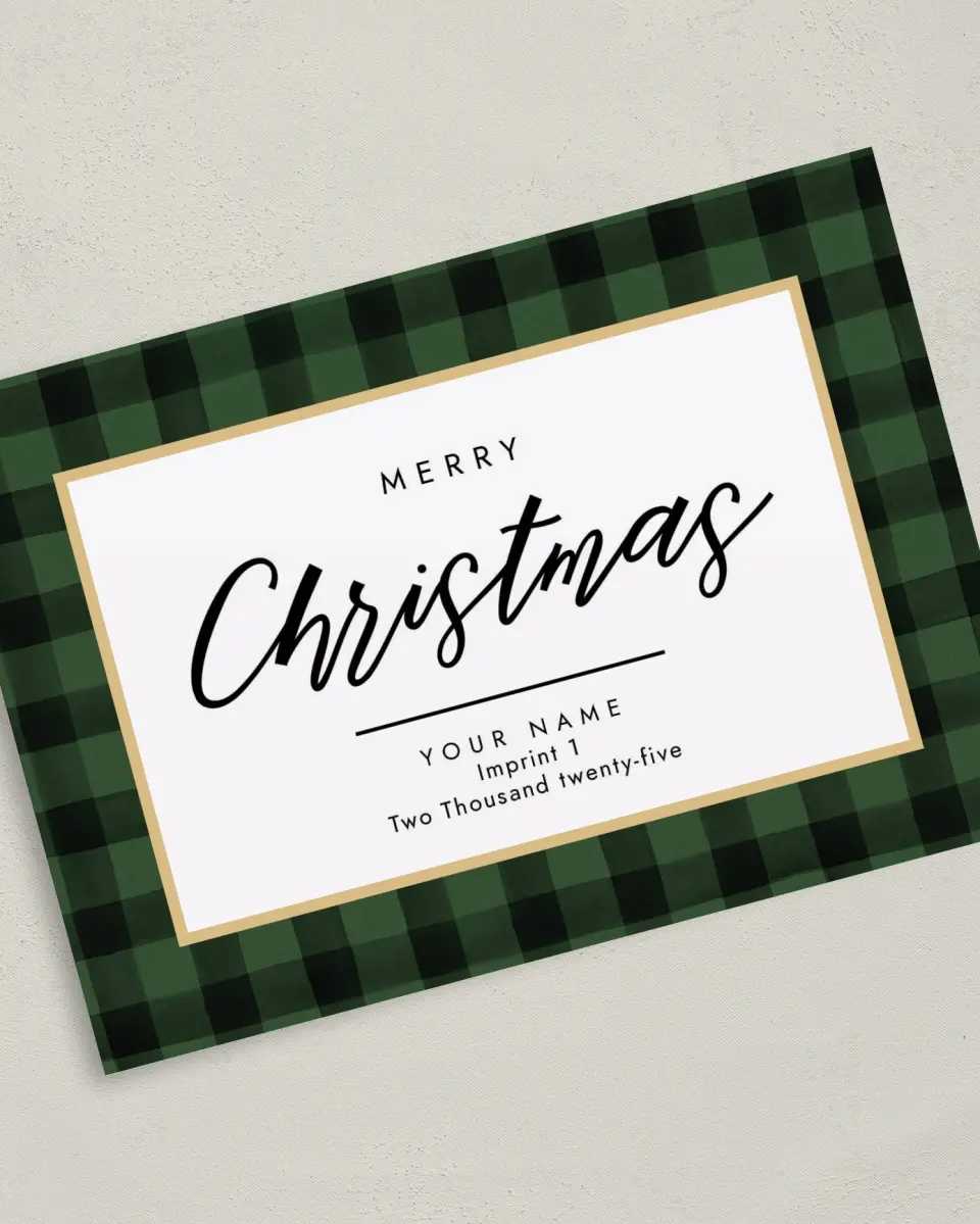 This is a 5" x 7" Christmas Card called Christmas Check printed in full color on Premium Smooth paper