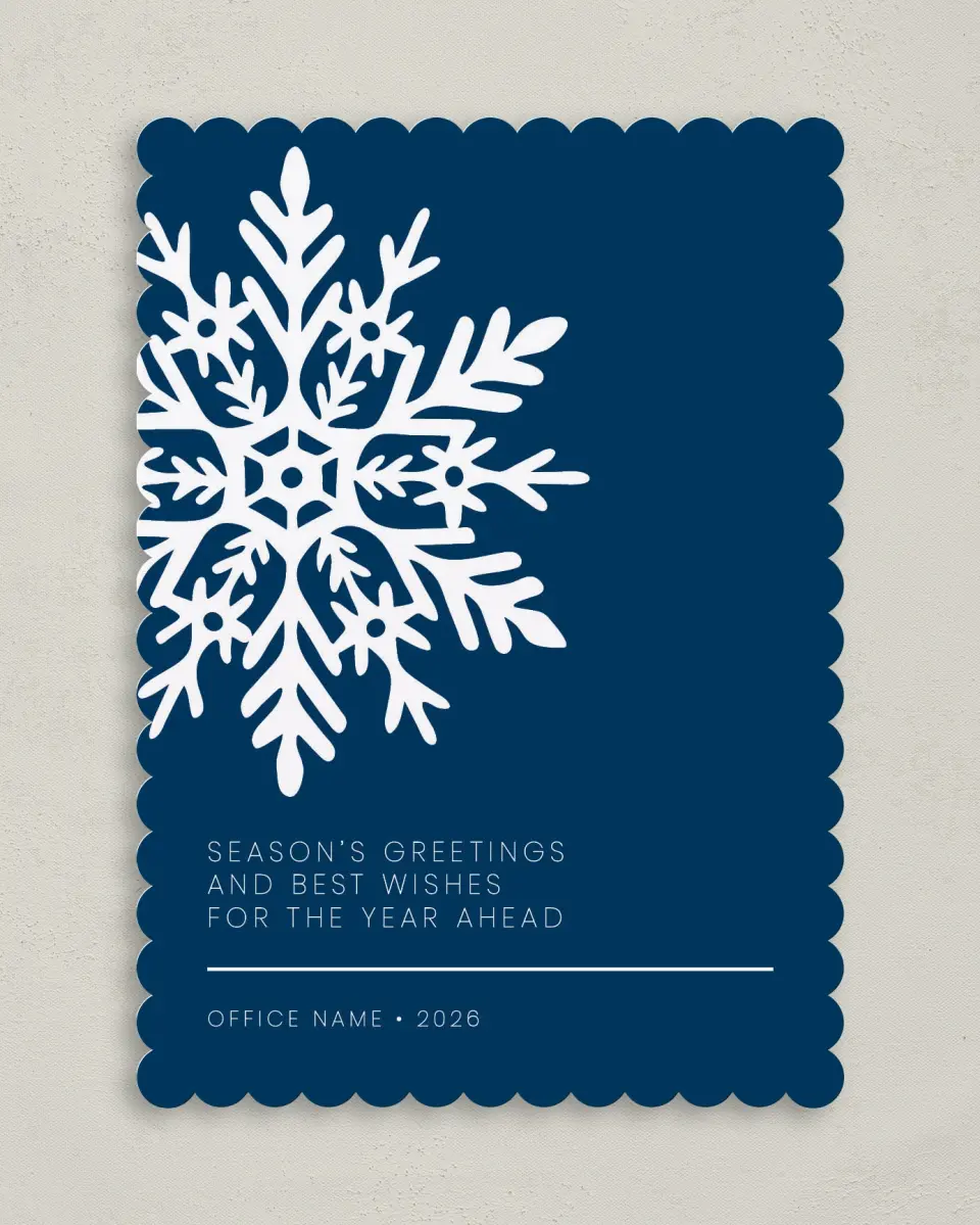 This is a 5" x 7" Christmas Card called Simple Snowflake printed in full color on Premium Smooth paper on Premium Smooth paper on Premium Smooth paper
