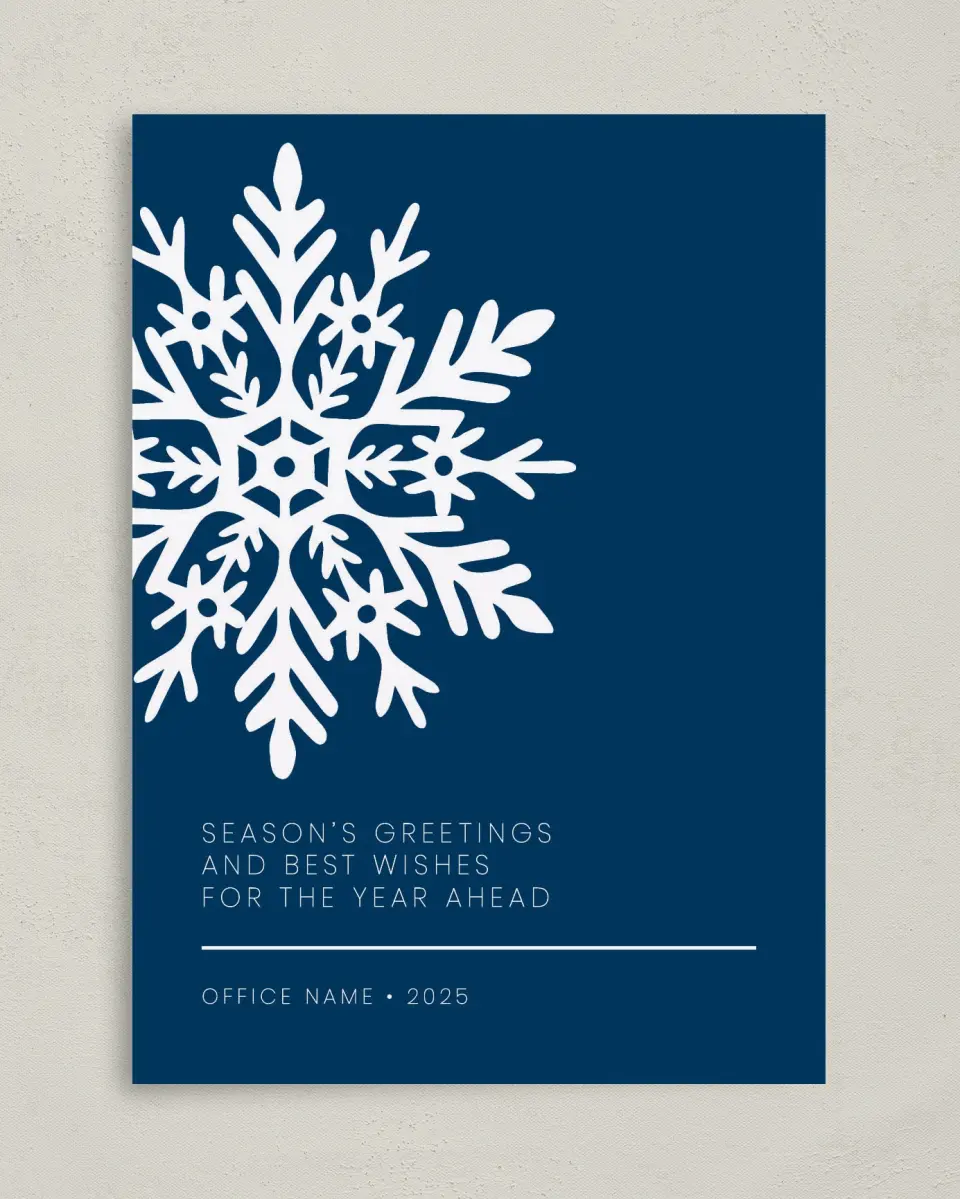 This is a 5" x 7" Christmas Card called Simple Snowflake printed in full color on Premium Smooth paper