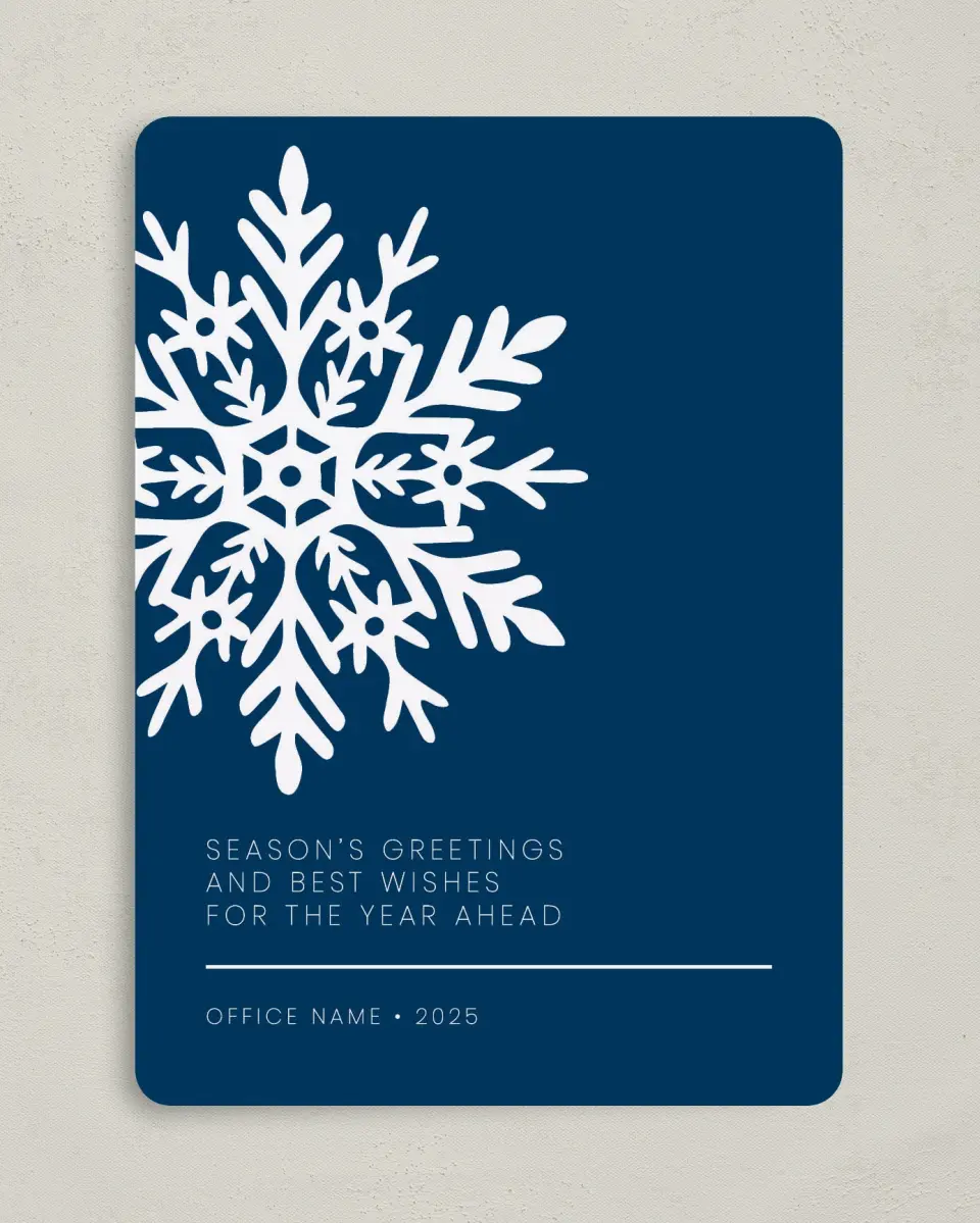 This is a 5" x 7" Christmas Card called Simple Snowflake printed in full color on Premium Smooth paper