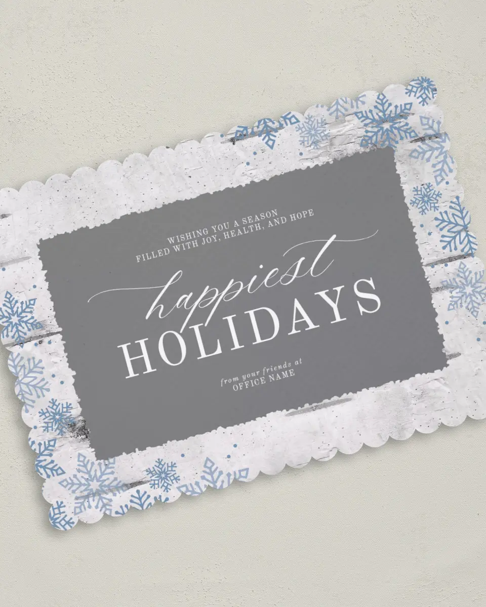 This is a 5" x 7" Christmas Card called Woodland Greetings printed in full color on Premium Smooth paper on Premium Smooth paper on Premium Smooth paper