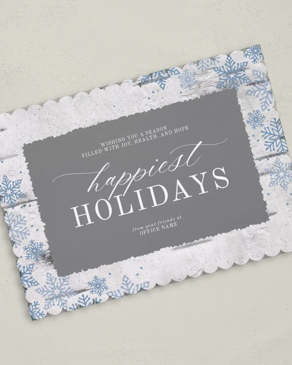 This is a 5" x 7" Christmas Card called Woodland Greetings printed in full color on Premium Smooth paper on Premium Smooth paper on Premium Smooth paper