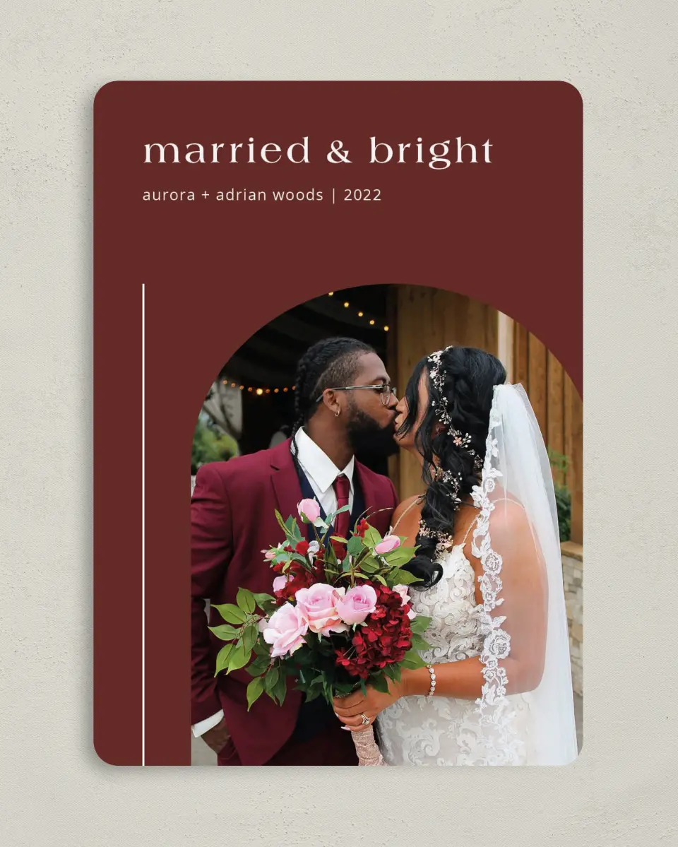 This is a 5" x 7" Christmas Card called Bright and Clean printed in full color with Gold foil on Soft Suede (coated) paper