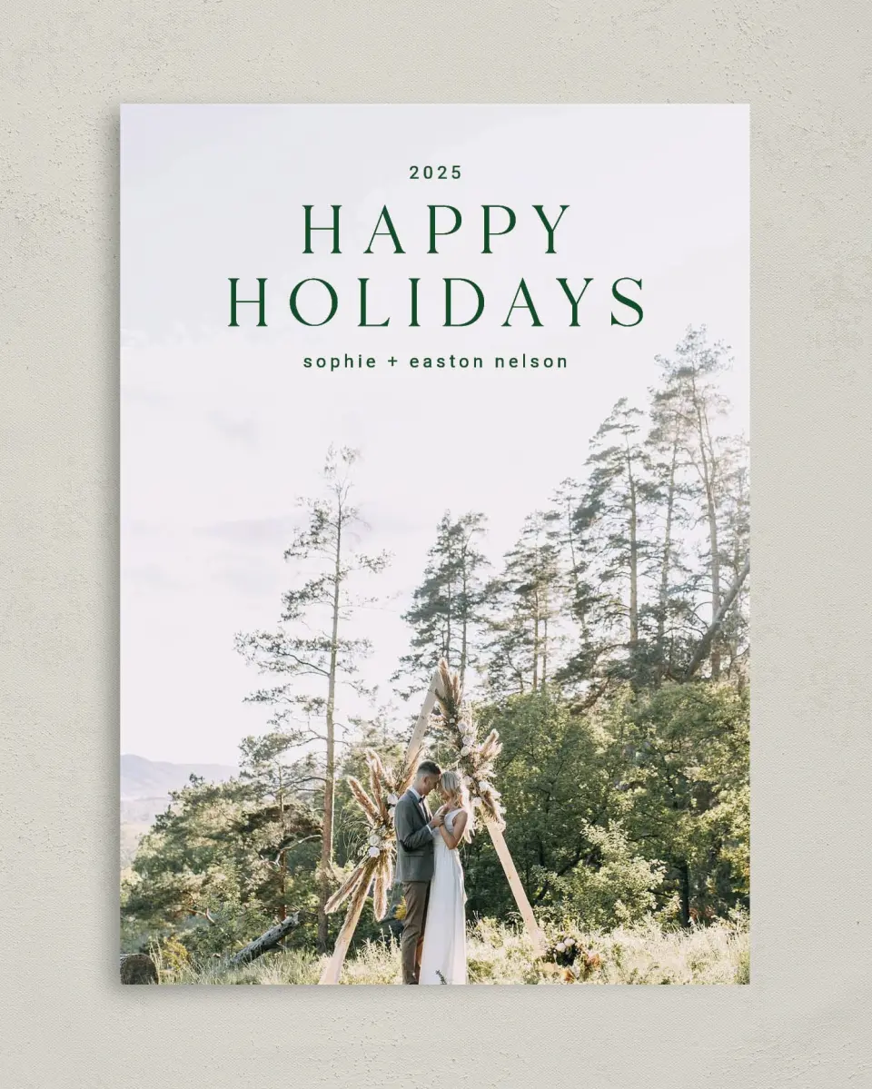 This is a 5" x 7" Christmas Card called Spacious Holidays printed in full color on Premium Smooth paper