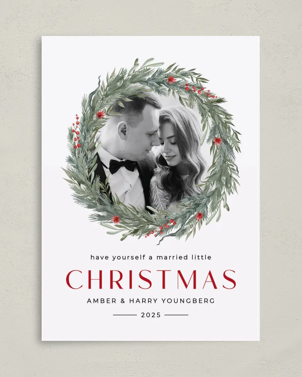 This is a 5" x 7" Christmas Card called Delicate Boughs printed in full color on Premium Smooth paper