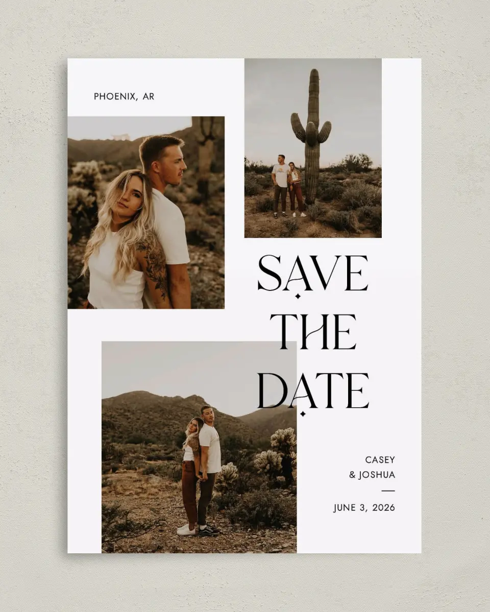 This is a 5" x 7" Save the Date Card called Forever Fun printed in full color on Premium Smooth paper