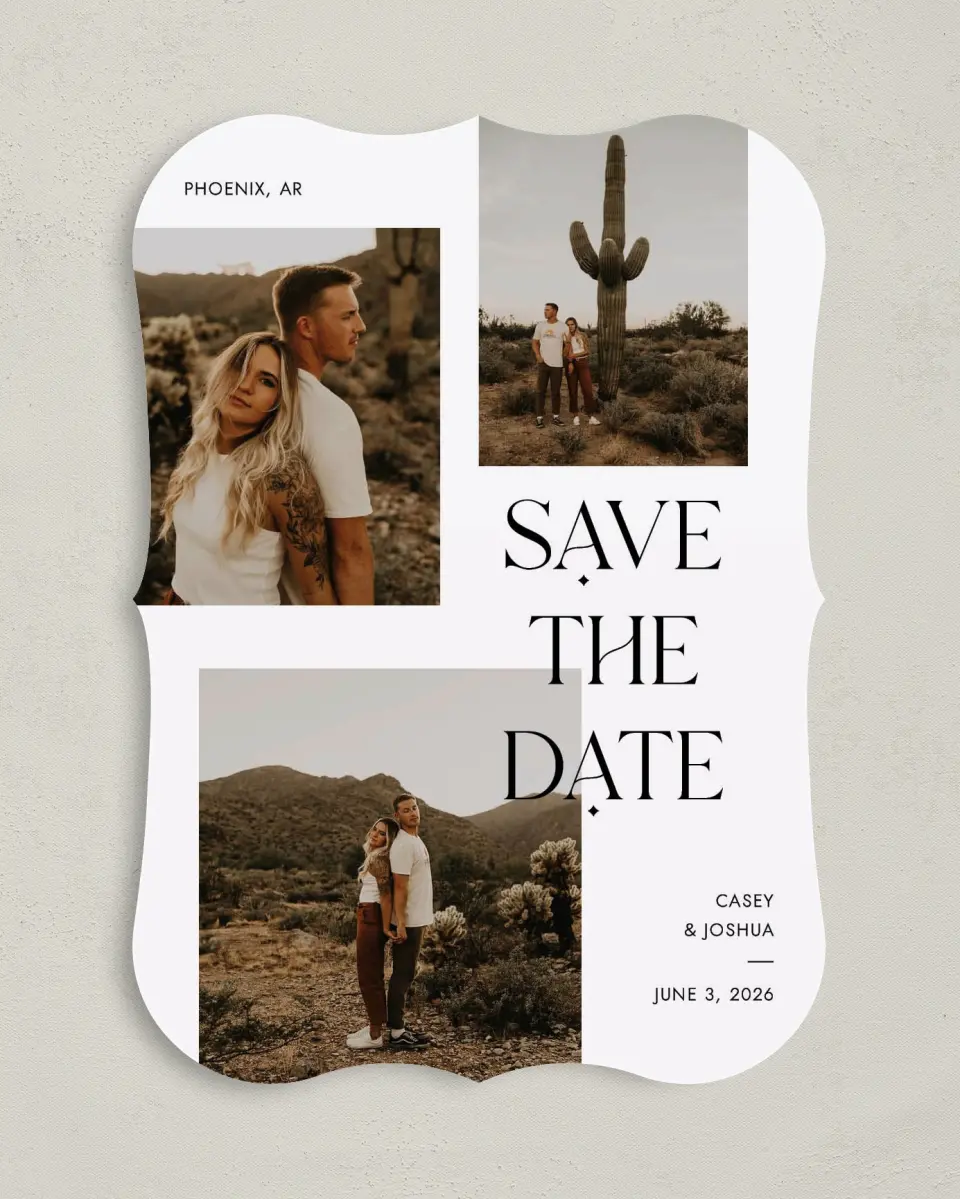 This is a 5" x 7" Save the Date Card called Forever Fun printed in full color on Premium Smooth paper