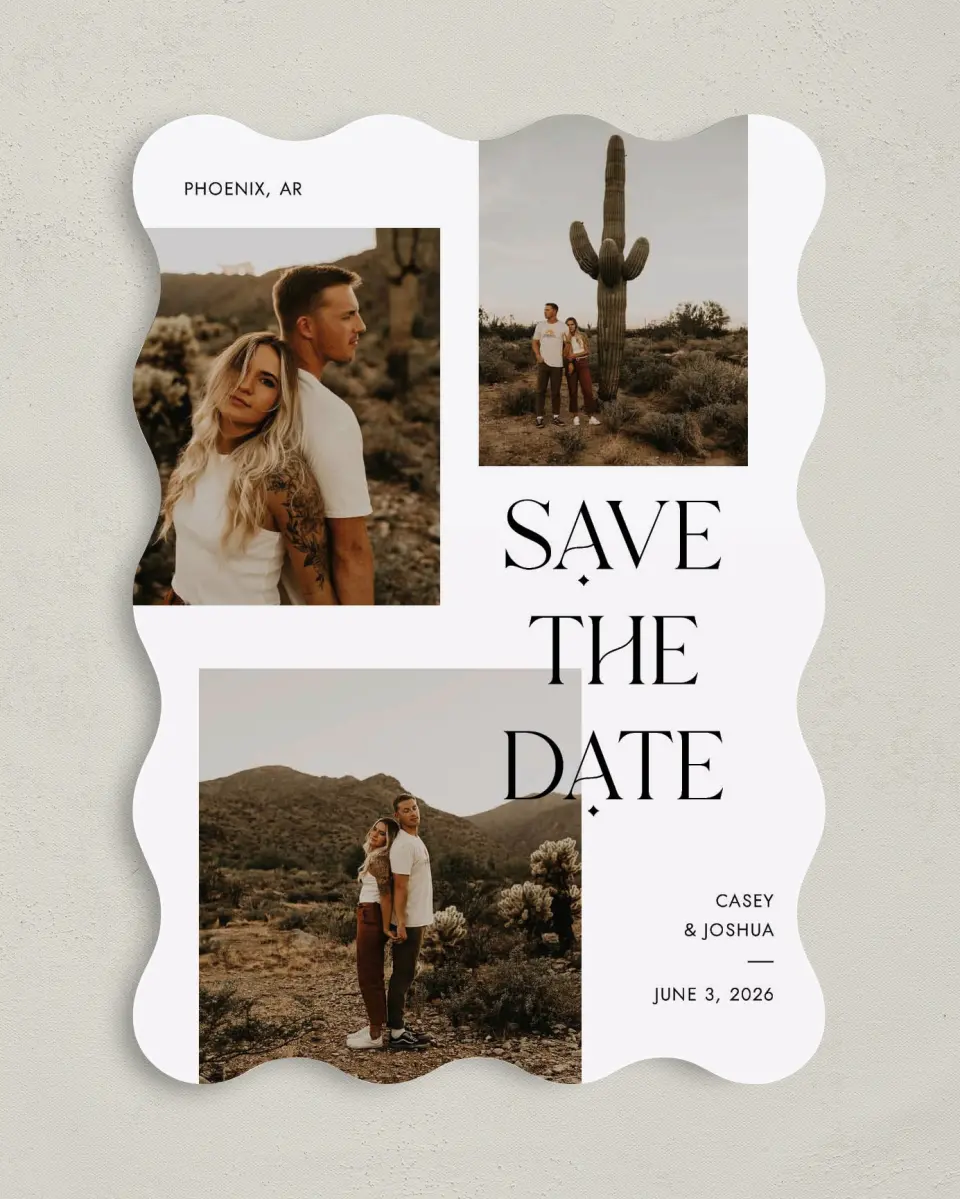 This is a 5" x 7" Save the Date Card called Forever Fun printed in full color on Premium Smooth paper