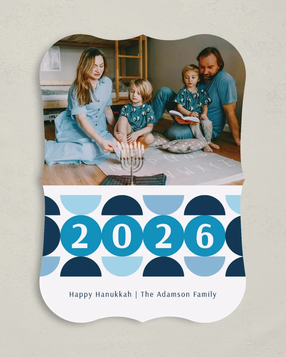 This is a 5" x 7" Hanukkah Card called Tiled Traditions printed in full color on Premium Smooth paper