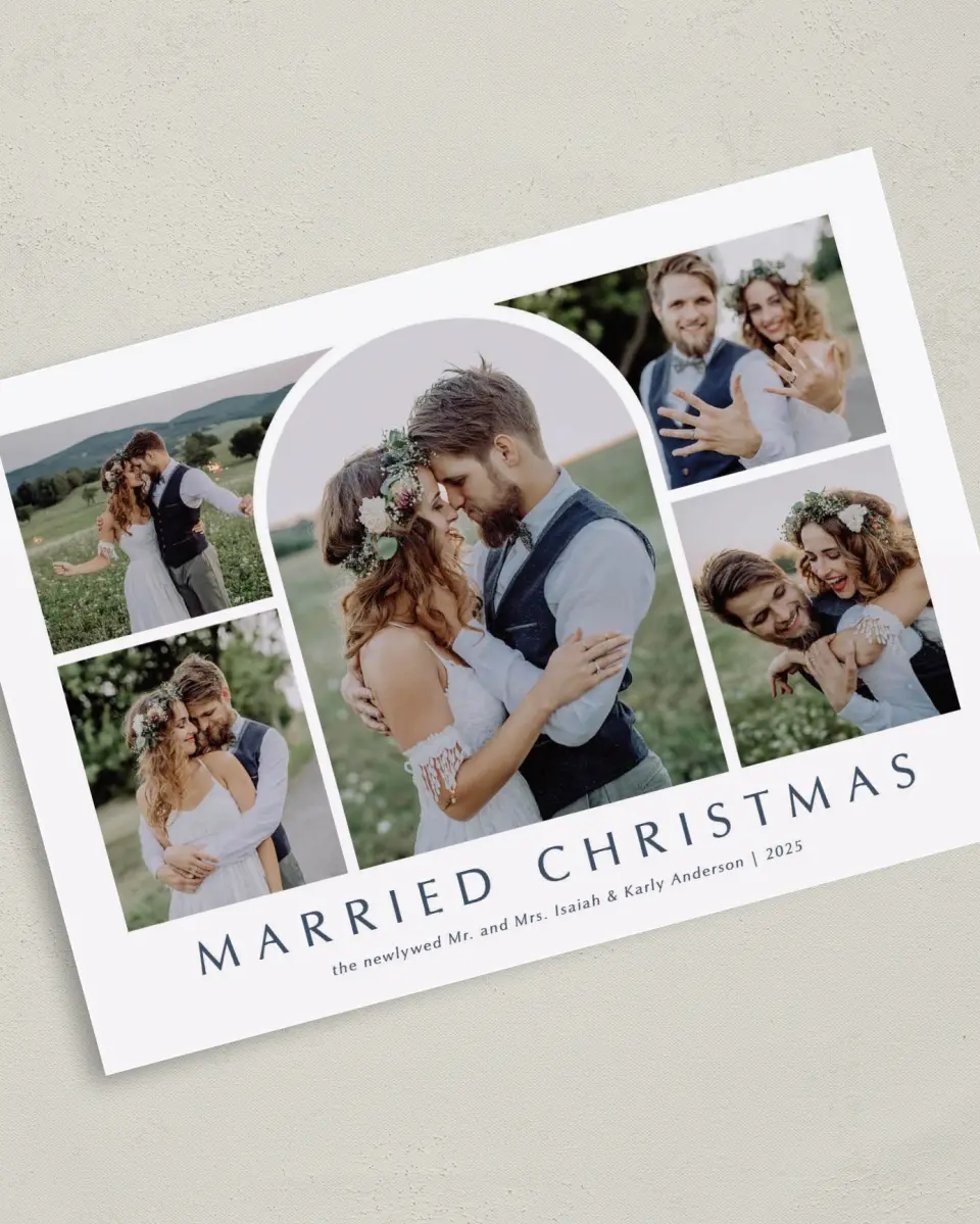 This is a 5" x 7" Christmas Card called Married Arch printed in full color on Premium Smooth paper