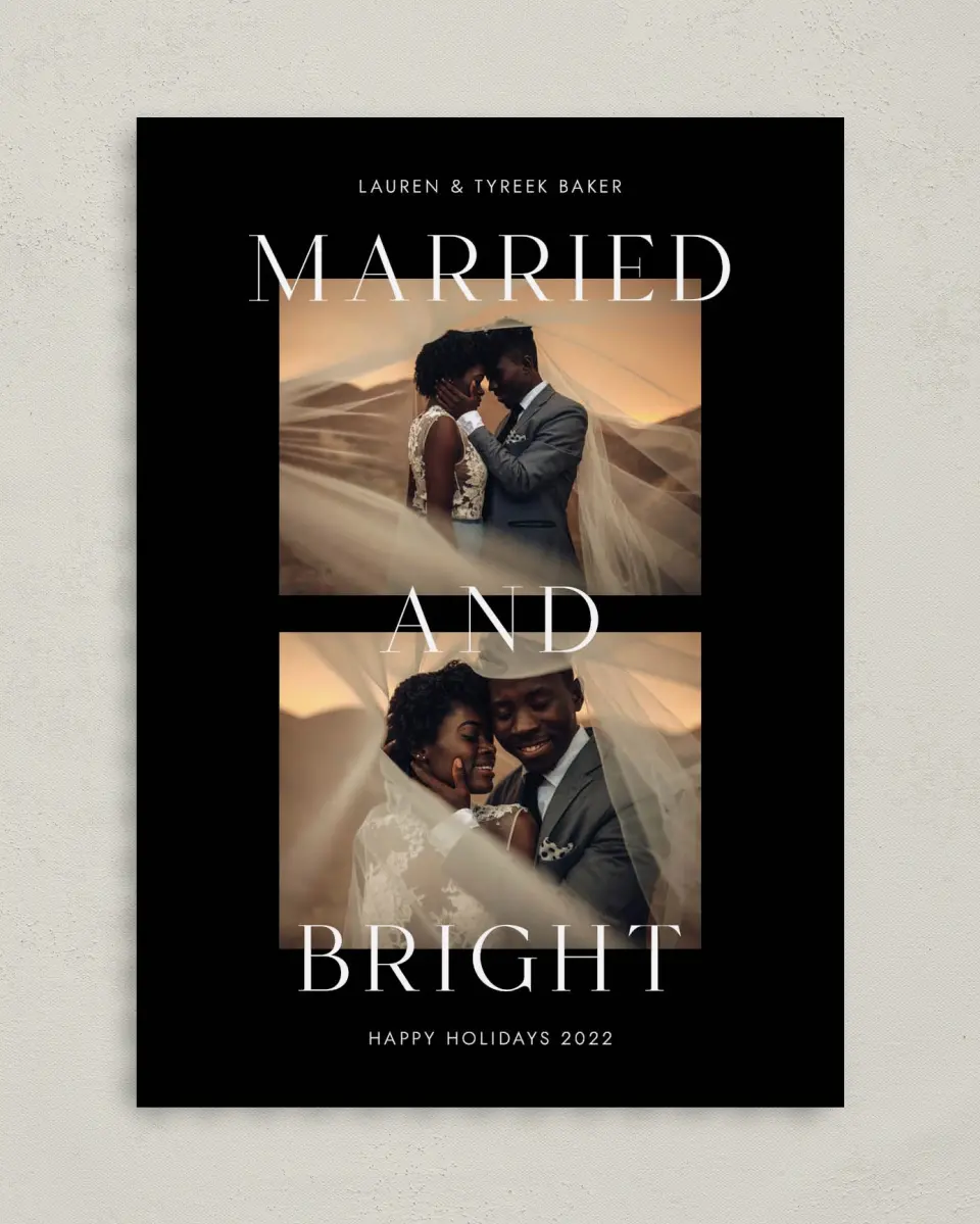 This is a 5" x 7" Christmas Card called Bright Spark printed in full color on Premium Smooth paper on Premium Smooth paper on Premium Smooth paper
