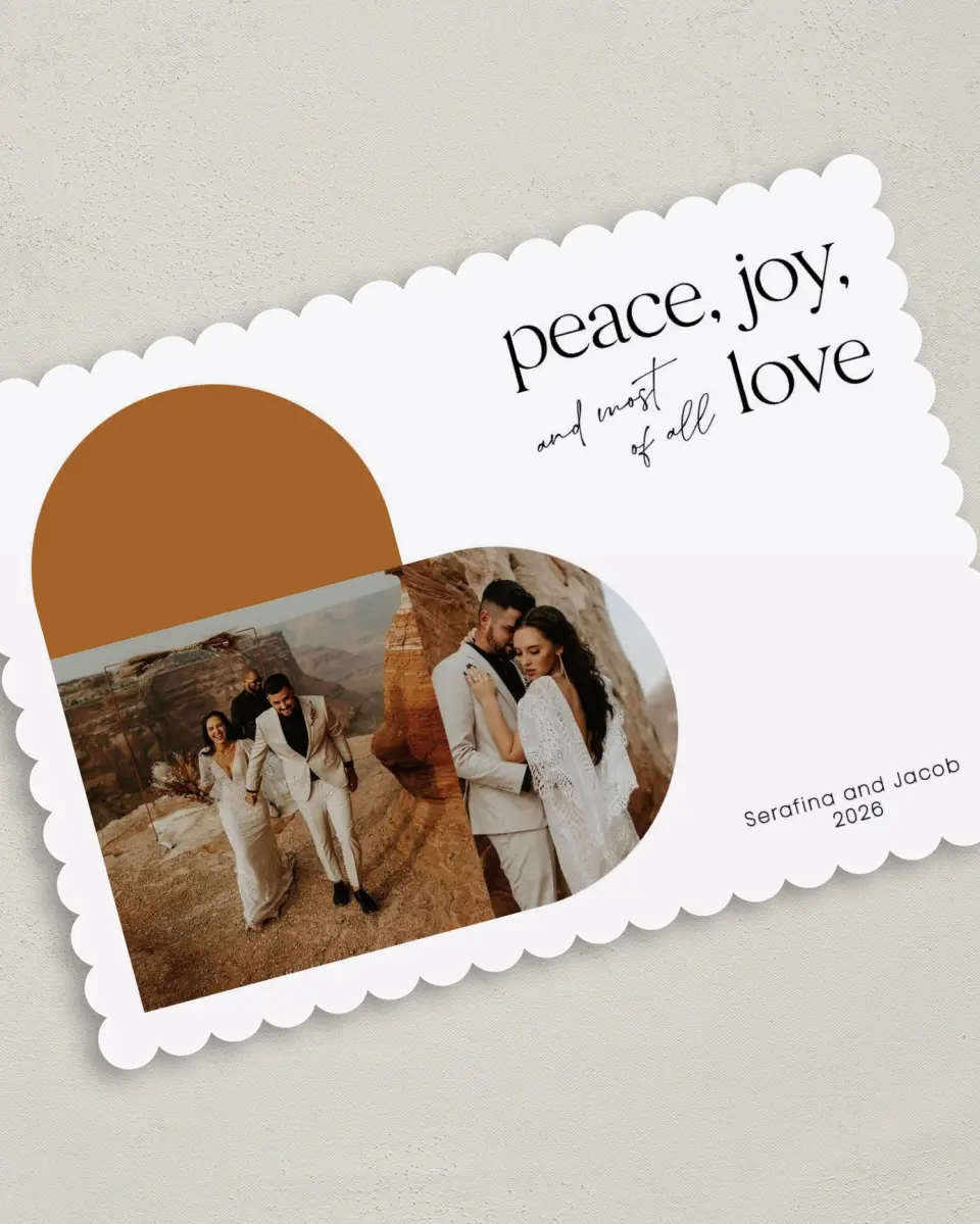 This is a 5" x 7" Christmas Card called Most of All Love printed in full color on Premium Smooth paper on Premium Smooth paper on Premium Smooth paper