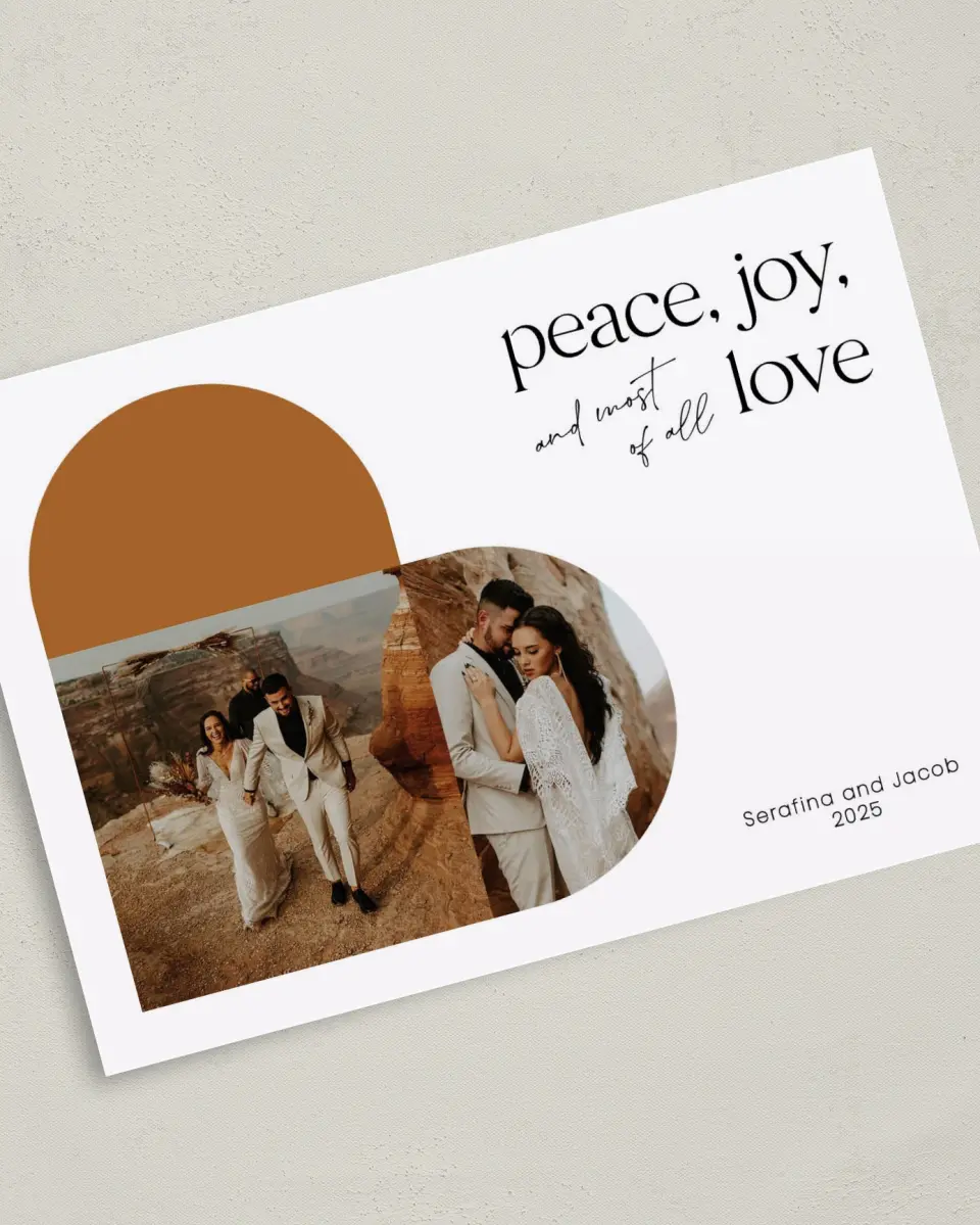 This is a 5" x 7" Christmas Card called Most of All Love printed in full color on Premium Smooth paper