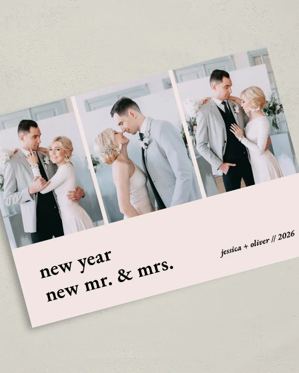 This is a 5" x 7" Christmas Card called New New New! printed in full color on Premium Smooth paper