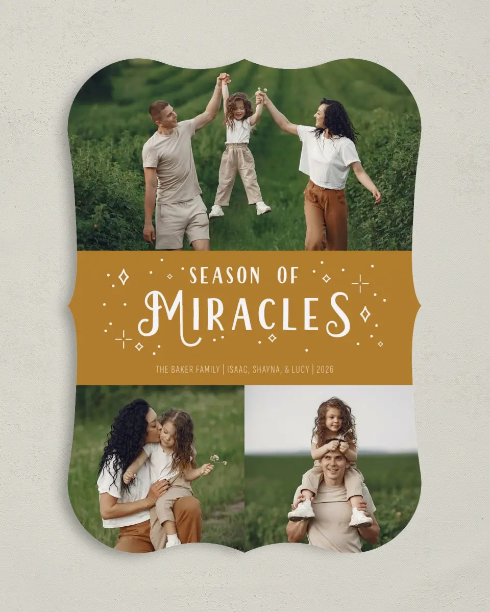 This is a 5" x 7" Hanukkah Card called Season of Miracles printed in full color on Premium Smooth paper
