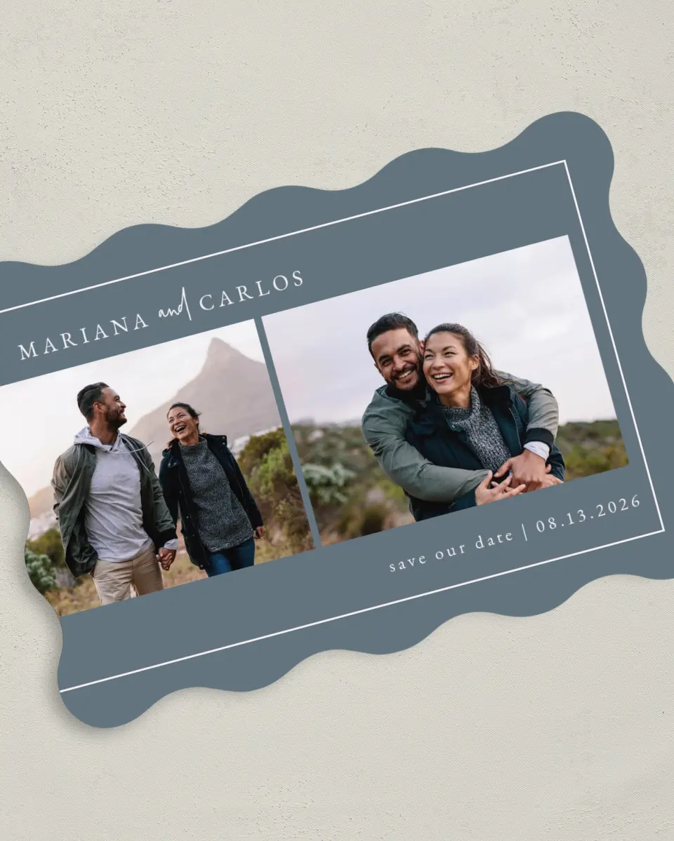 This is a 5" x 7" Save the Date Card called Breathtaking Border printed in full color on Premium Smooth paper