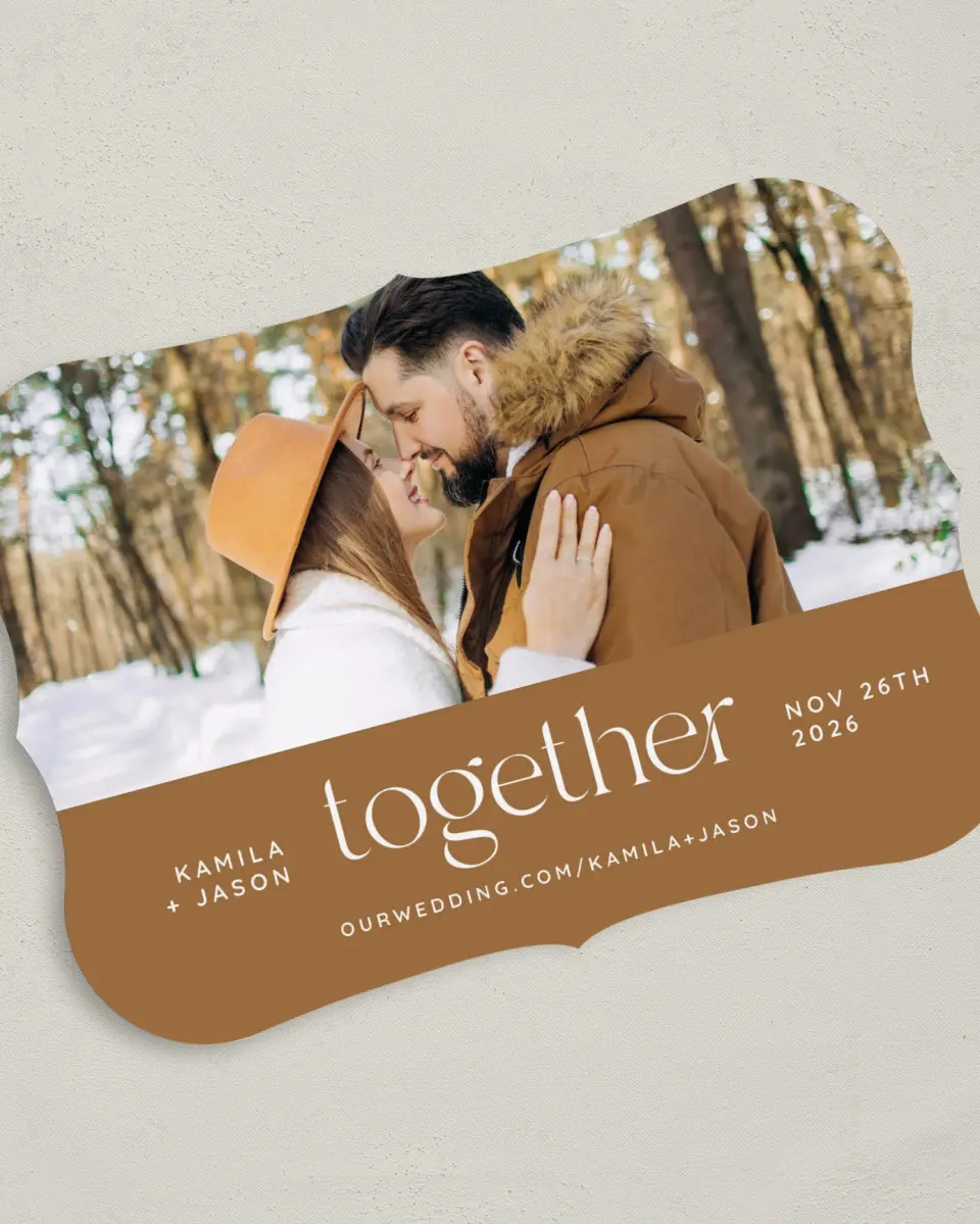 This is a 5" x 7" Save the Date Card called Still Together printed in full color on Premium Smooth paper