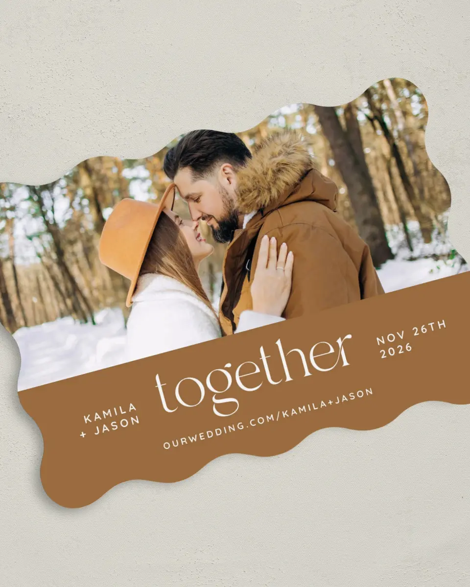 This is a 5" x 7" Save the Date Card called Still Together printed in full color on Premium Smooth paper