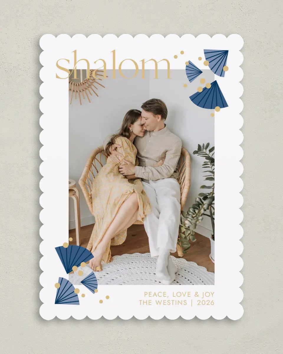 This is a 5" x 7" Hanukkah Card called Fan Salutation printed in full color on Premium Smooth paper