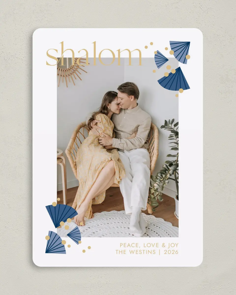 This is a 5" x 7" Hanukkah Card called Fan Salutation printed in full color on Premium Smooth paper