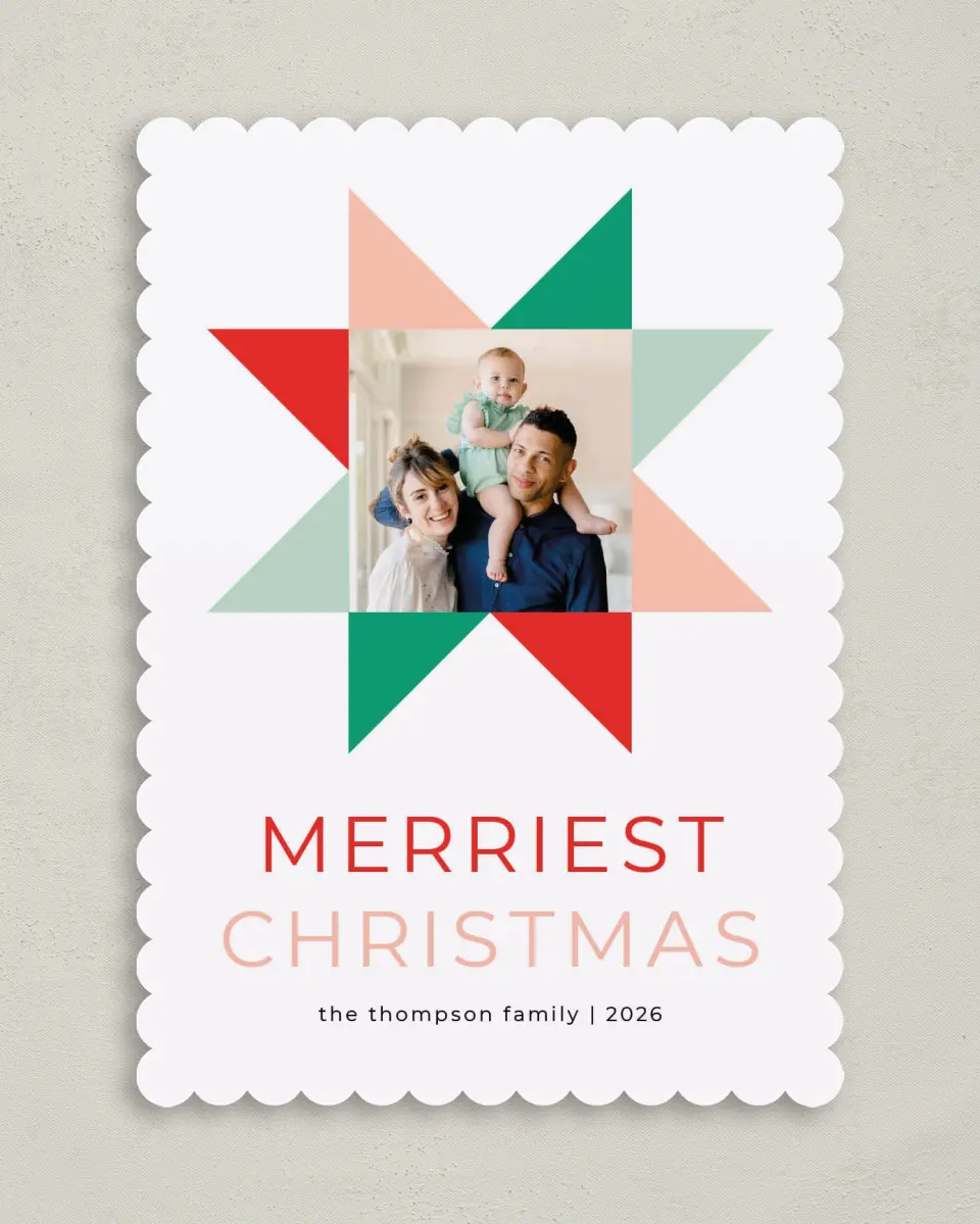 This is a 5" x 7" Christmas Card called Merry Merry printed in full color on Premium Smooth paper on Premium Smooth paper on Premium Smooth paper