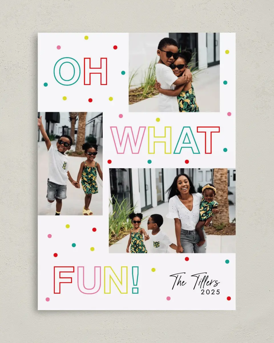 This is a 5" x 7" Christmas Card called Vibrant Fun printed in full color on Premium Smooth paper