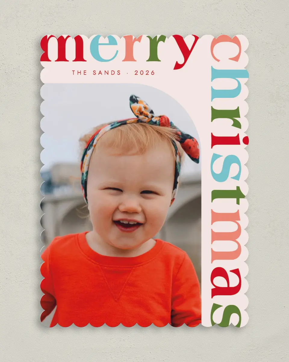 This is a 5" x 7" Christmas Card called Colorful Christmas printed in full color on Premium Smooth paper on Premium Smooth paper on Premium Smooth paper