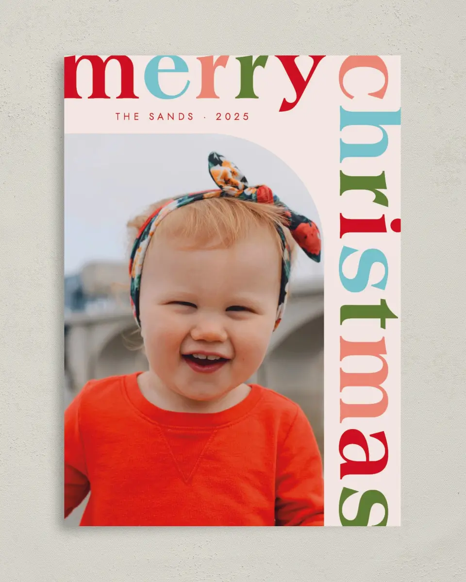 This is a 5" x 7" Christmas Card called Colorful Christmas printed in full color on Premium Smooth paper