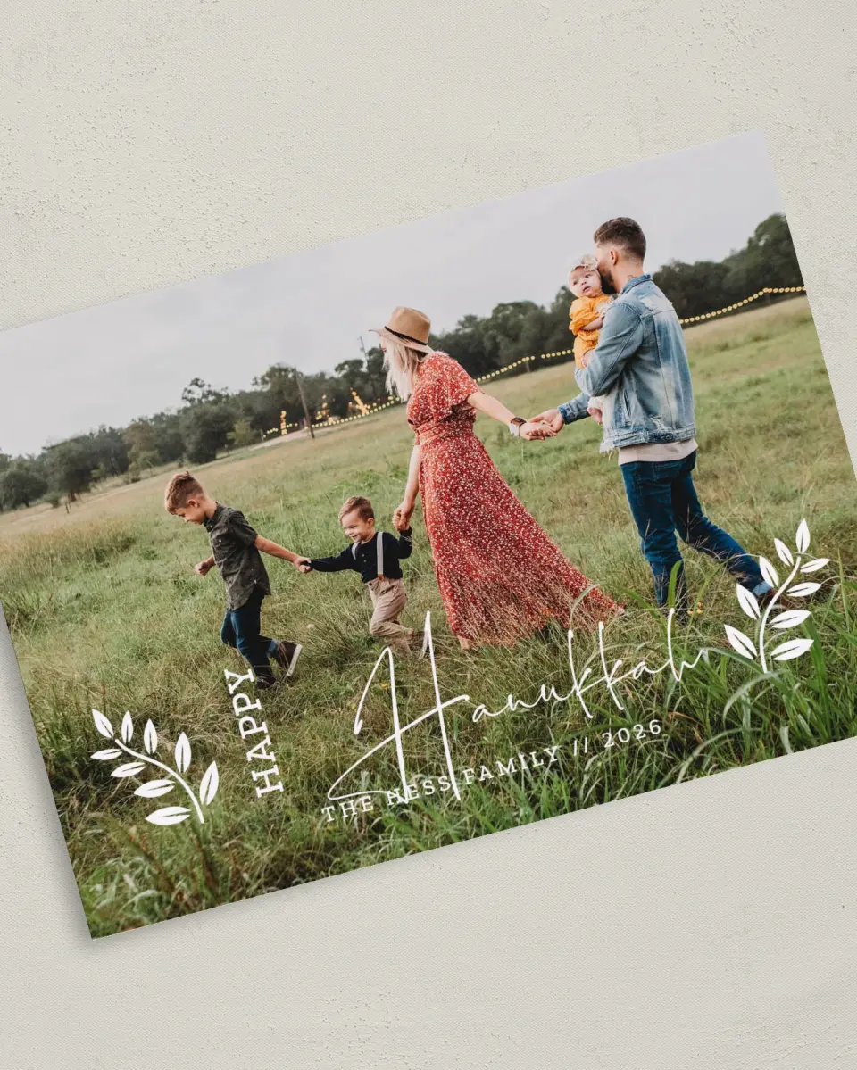 This is a 5" x 7" Hanukkah Card called Branching Out printed in full color on Premium Smooth paper